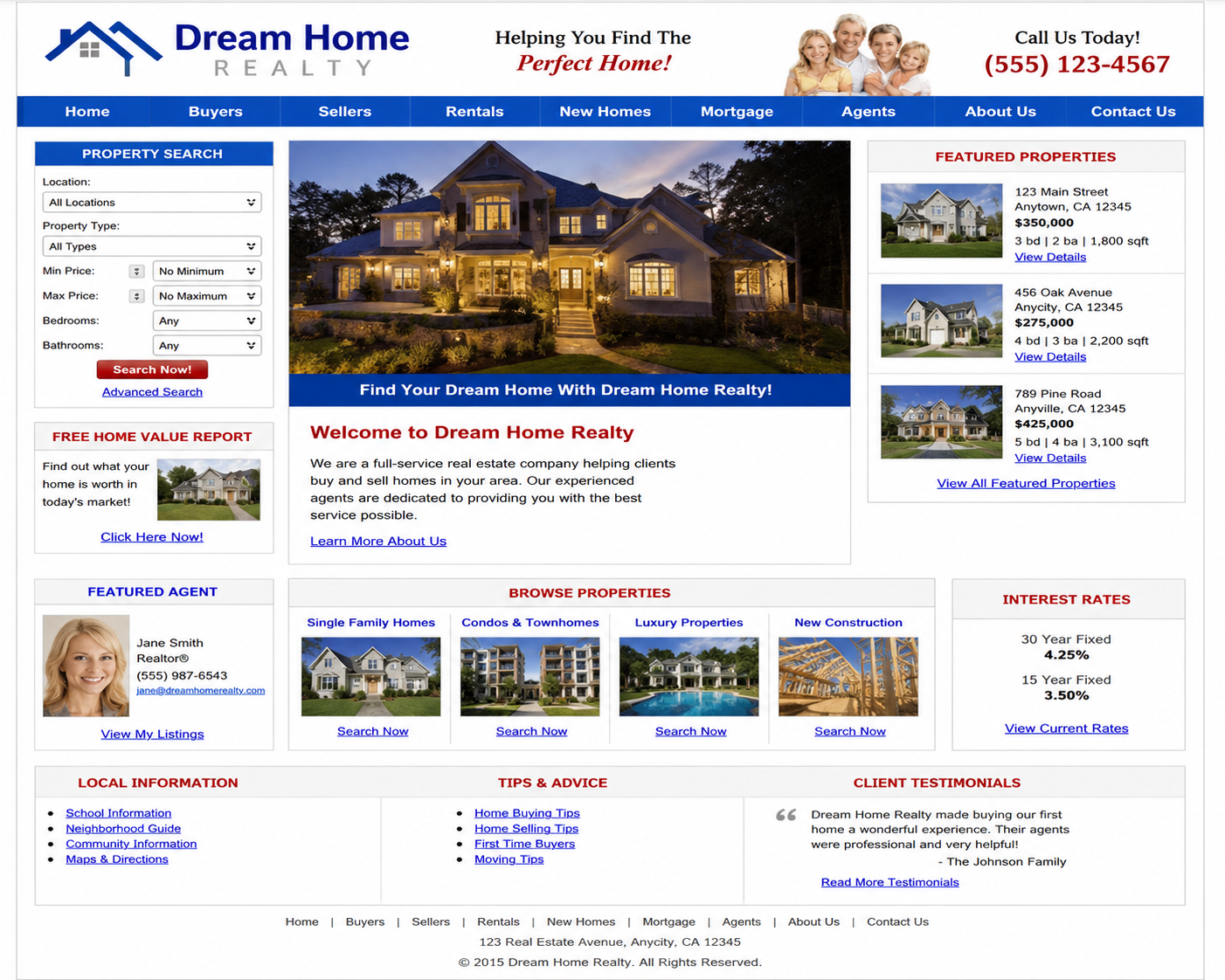 Real Estate Website Before